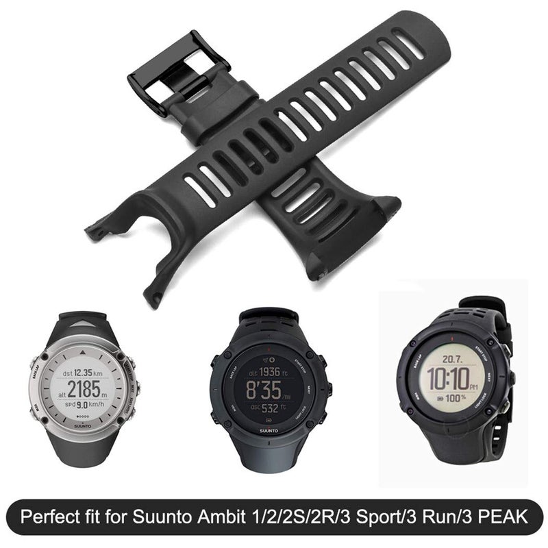 Picowe Watch Band Strap, All Black Replacement Strap Compatible with Suunto Ambit 1/2/2S/2R/3 Sport/3 Run/3 Peak (With Screws) - Image 2
